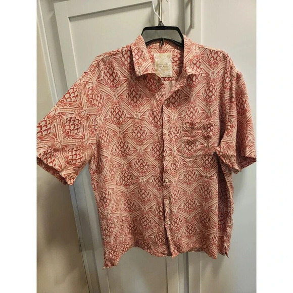 Tasso Elba Men's Silk & Linen Pineapple Print Button Down Shirt Sz XL - Picture 1 of 7